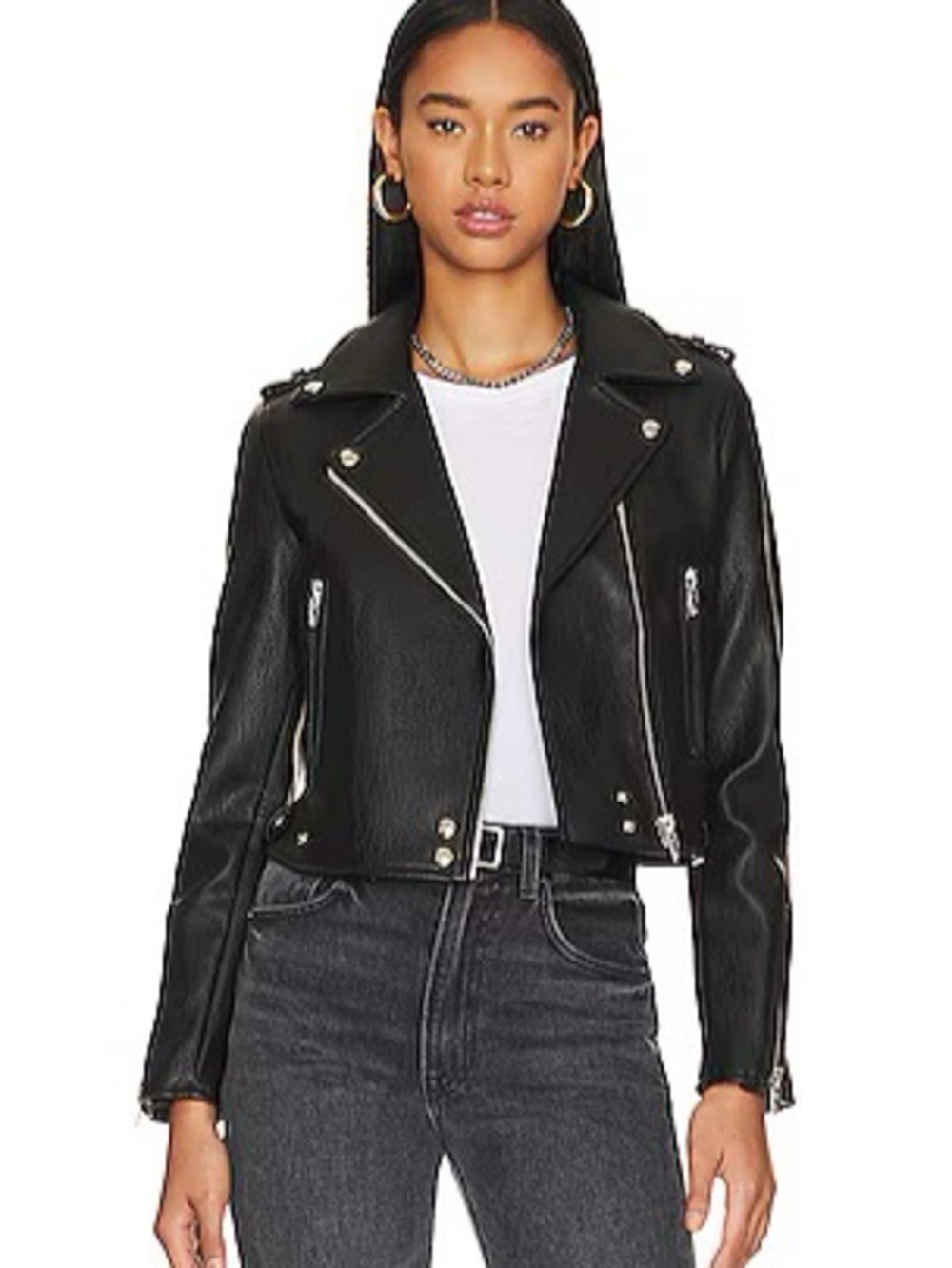 Blank NYC Faux Leather Moto Jacket, First Ever (Black) – Size Medium
